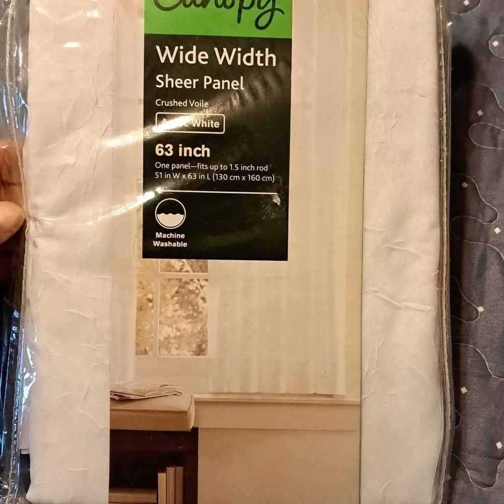 Canopy wide width sheer panel artic white new